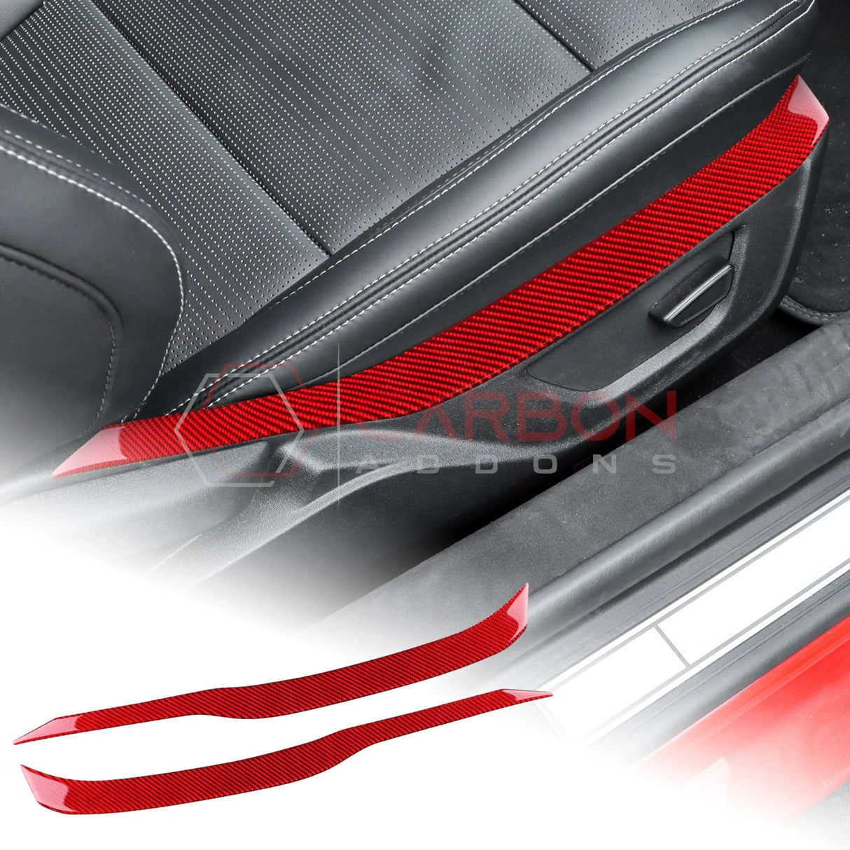 2024+ S650 Mustang Real Carbon Fiber Seat Control Upper Trim Overlay