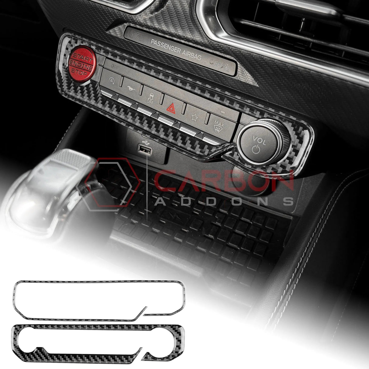 2024+ S650 Mustang Real Carbon Fiber Start and Control Button Trim Overlay