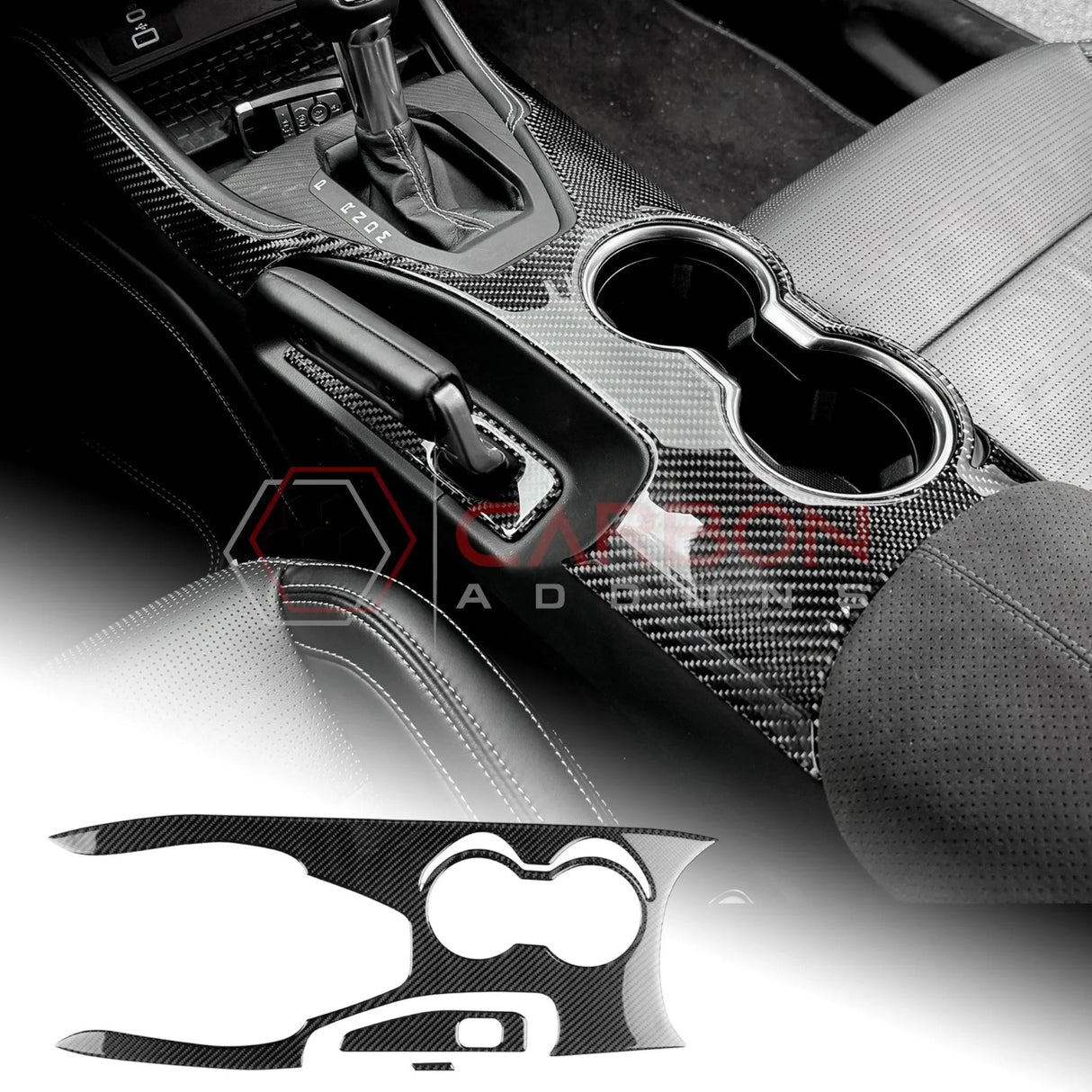 Real Carbon Fiber Center Console Overlay for 2024+ Ford Mustang