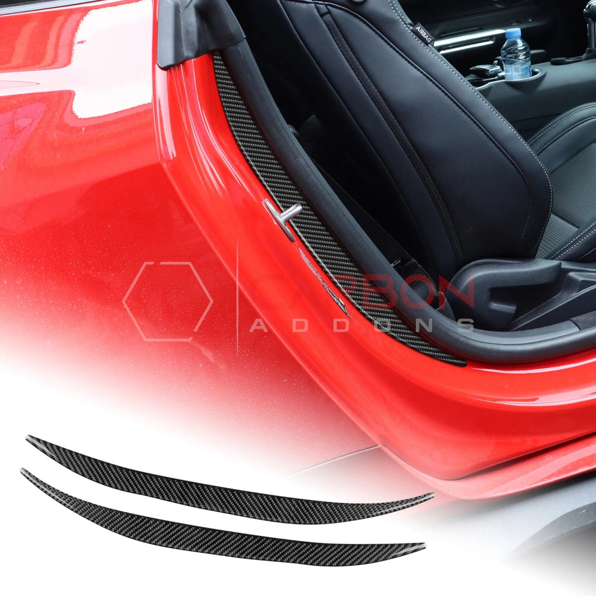 2024+ S650 Mustang Real Carbon Fiber Door Jam Trim Overlays