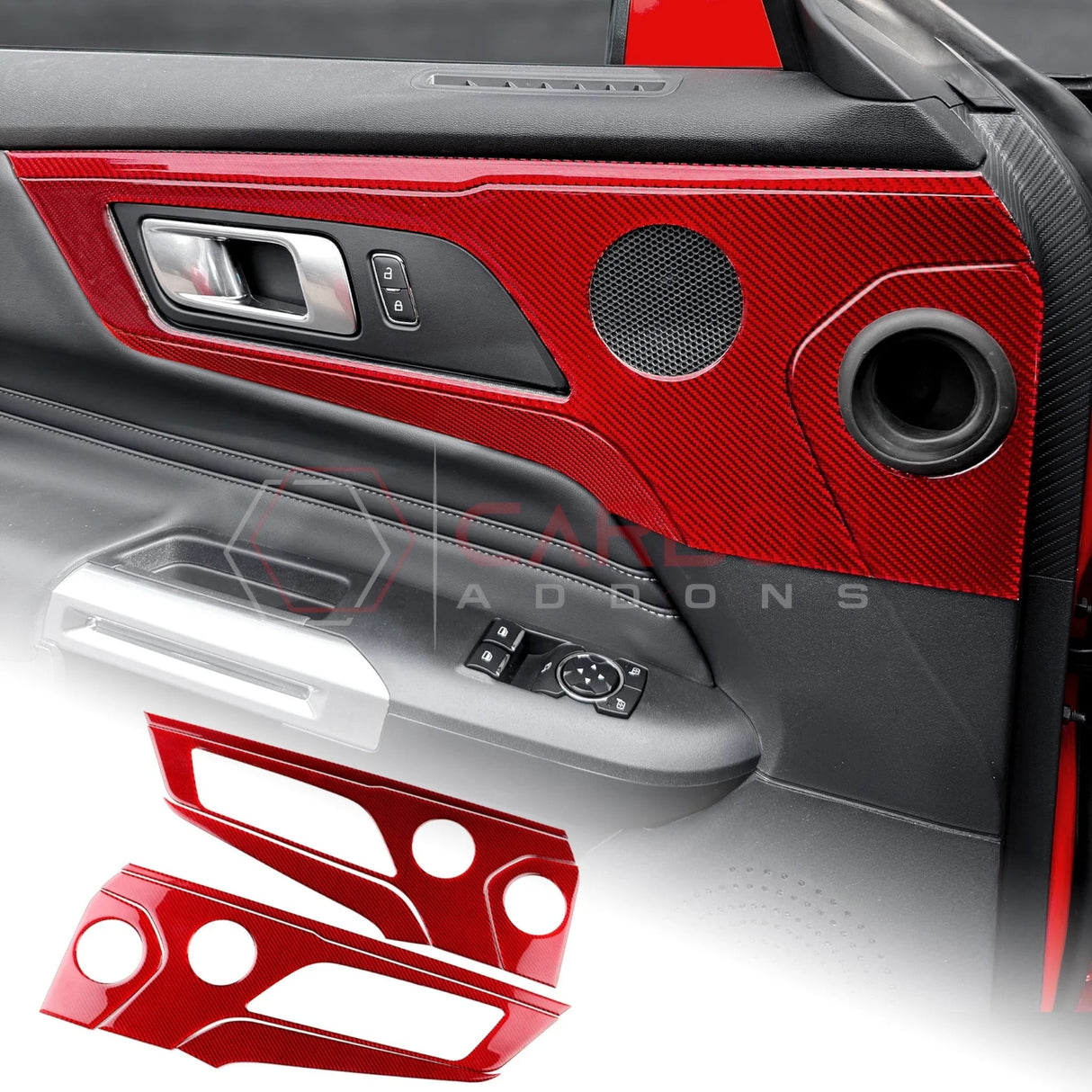 2024+ S650 Mustang Real Carbon Fiber Door Handle/Speaker Panel Trim Overlay