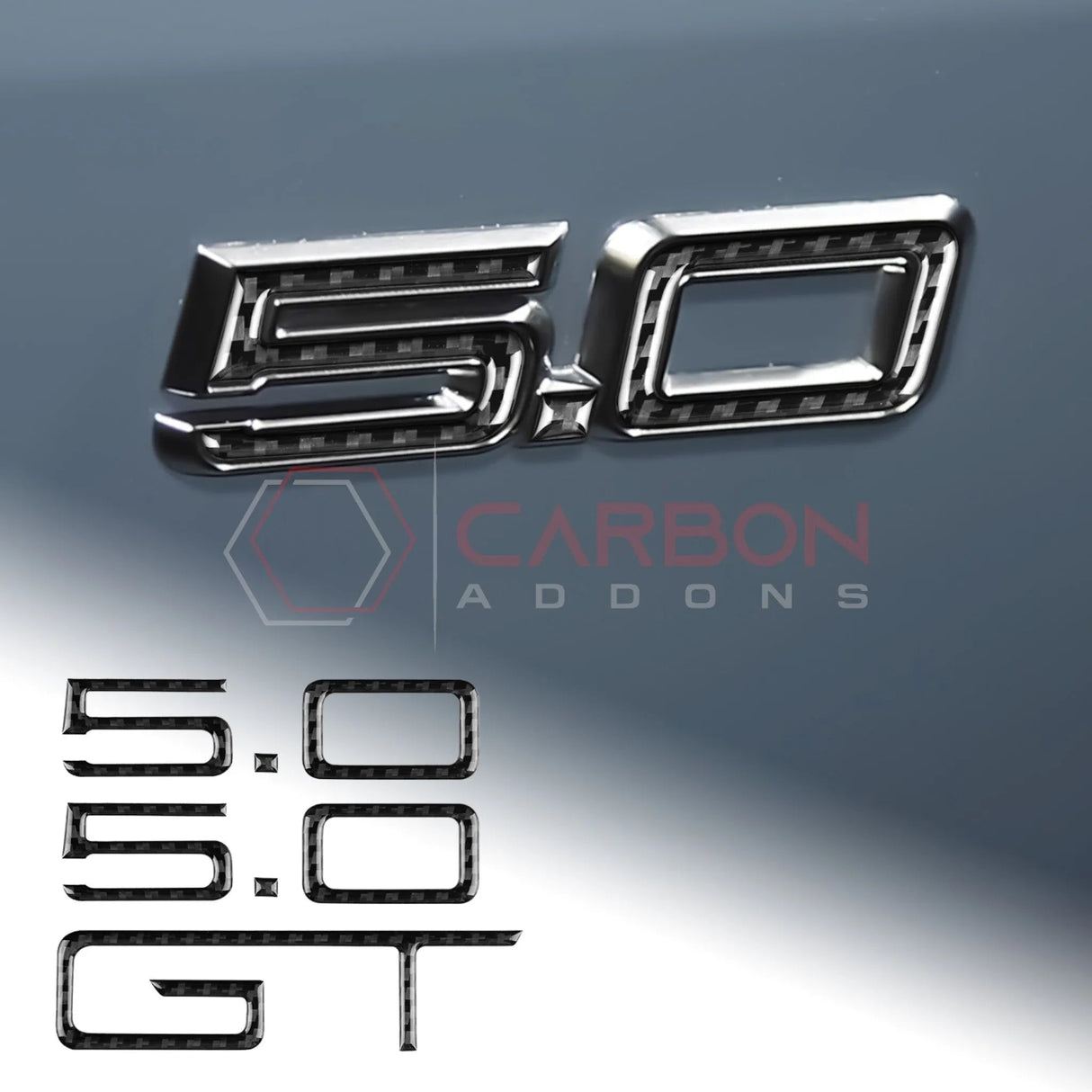 2024+ S650 Mustang GT Exterior Carbon Fiber Emblem Overlays