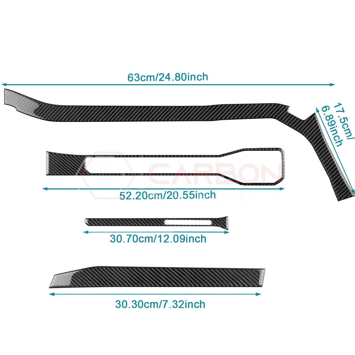 2024+ S650 Mustang Real Carbon Fiber Passenger Side Dashboard Trim Overlays