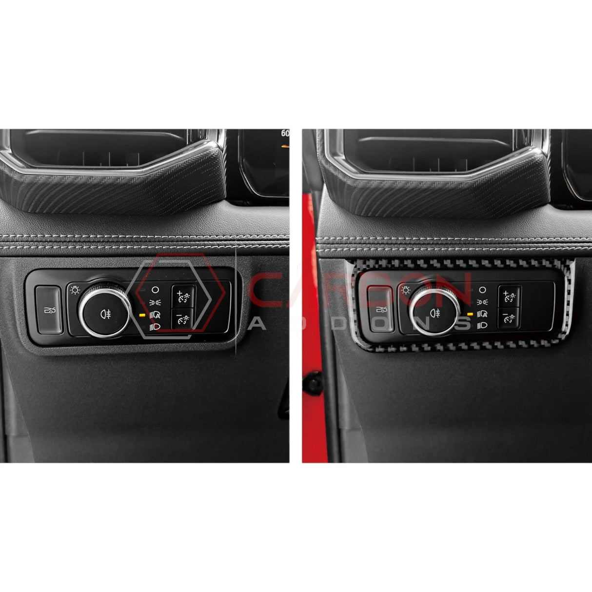 2024+ S650 Mustang Real Carbon Fiber Headlight Control Outer Trim Overlay