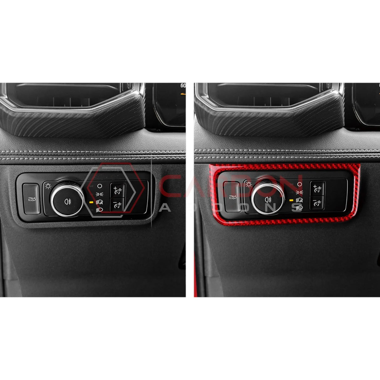 2024+ S650 Mustang Real Carbon Fiber Headlight Control Outer Trim Overlay