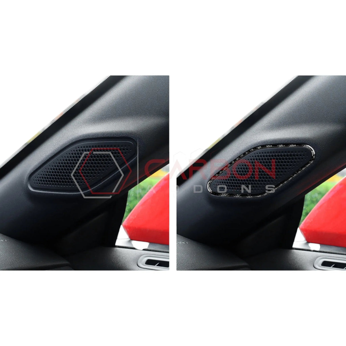 2024+ S650 Mustang Real Carbon Fiber A Pillar Speaker Trim Overlay