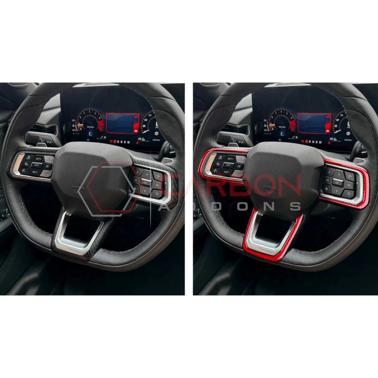 2024+ S650 Mustang Real Carbon Fiber Steering Wheel Trim Overlays
