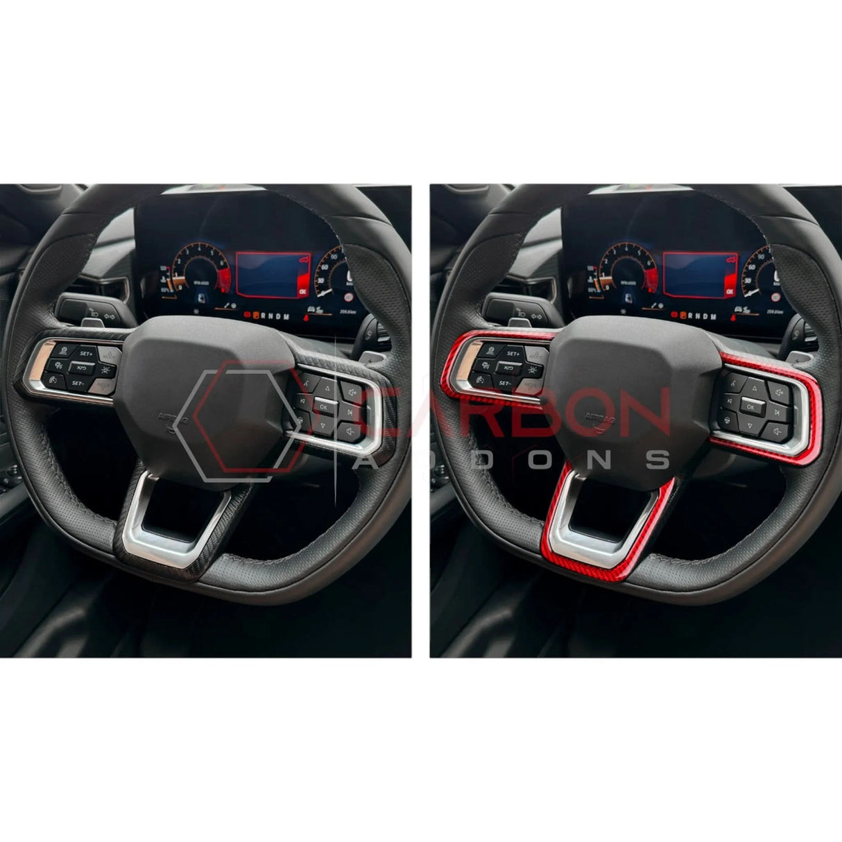 2024+ S650 Mustang Real Carbon Fiber Steering Wheel Trim Overlays
