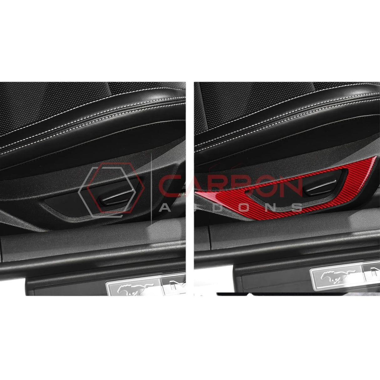 2024+ S650 Mustang Real Carbon Fiber Seat Control Outer Trim Overlay