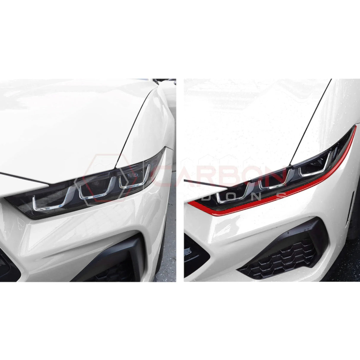 Real Carbon Fiber Headlight Decorative Strip Overlays for 2024+ Ford Mustang