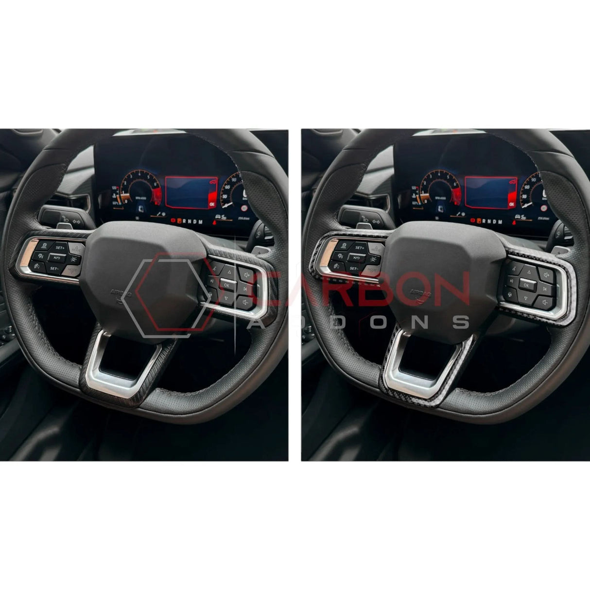 2024+ S650 Mustang Real Carbon Fiber Steering Wheel Trim Overlays