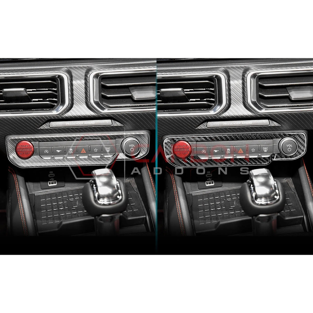 2024+ S650 Mustang Hard Carbon Fiber Radio Dash Button Control Trim Cover