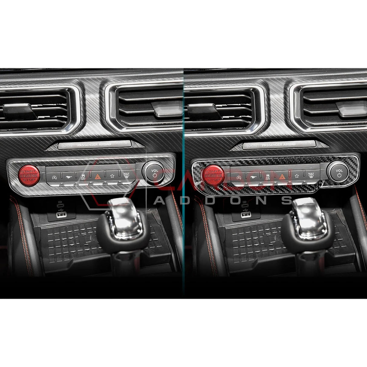 Real Carbon Fiber Radio & Dashboard Control Trim Cover for 2024+ Ford Mustang