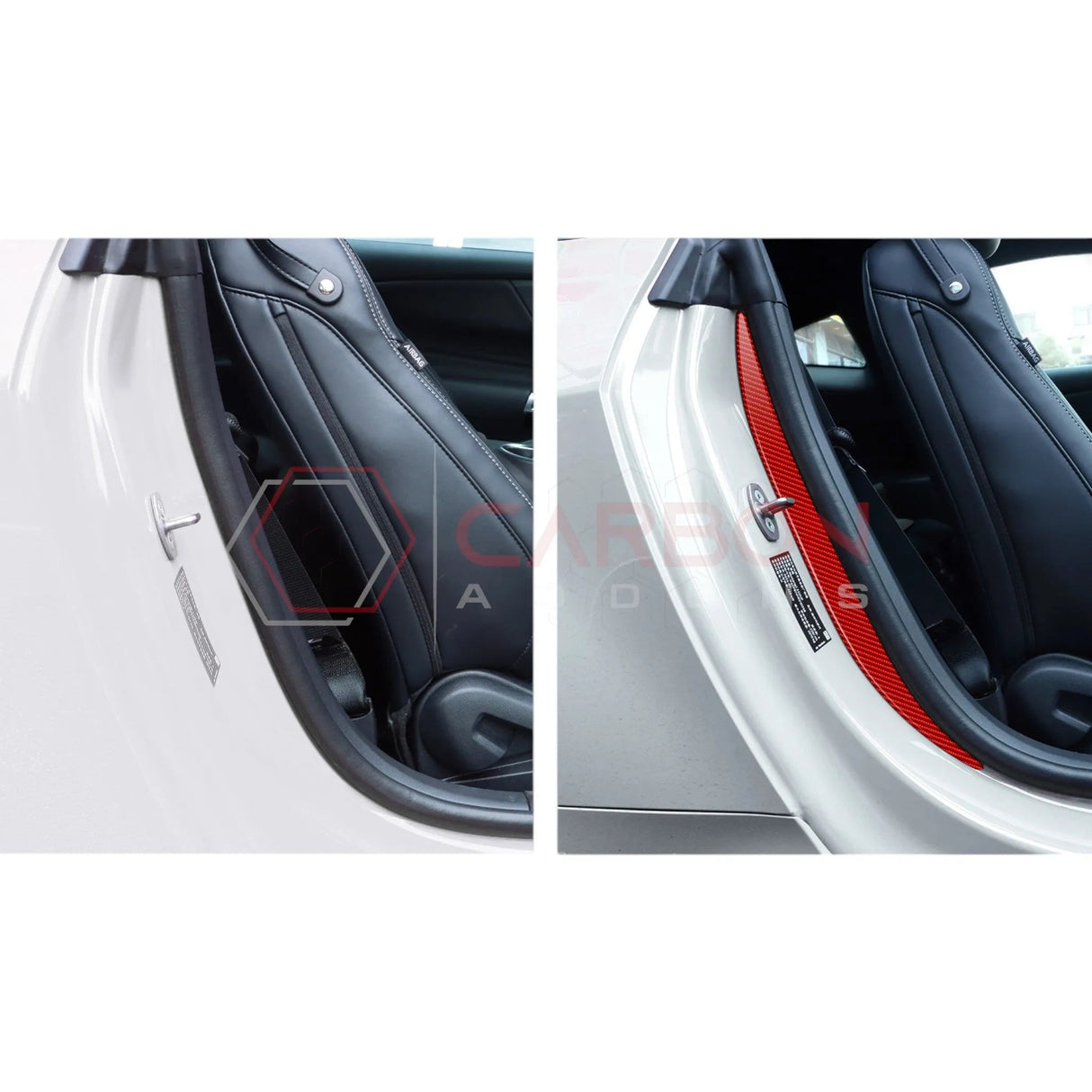 2024+ S650 Mustang Real Carbon Fiber Door Jam Trim Overlays