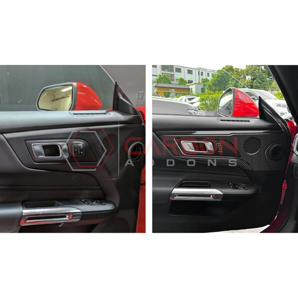 2024+ S650 Mustang Real Carbon Fiber Door Handle/Speaker Panel Trim Overlay