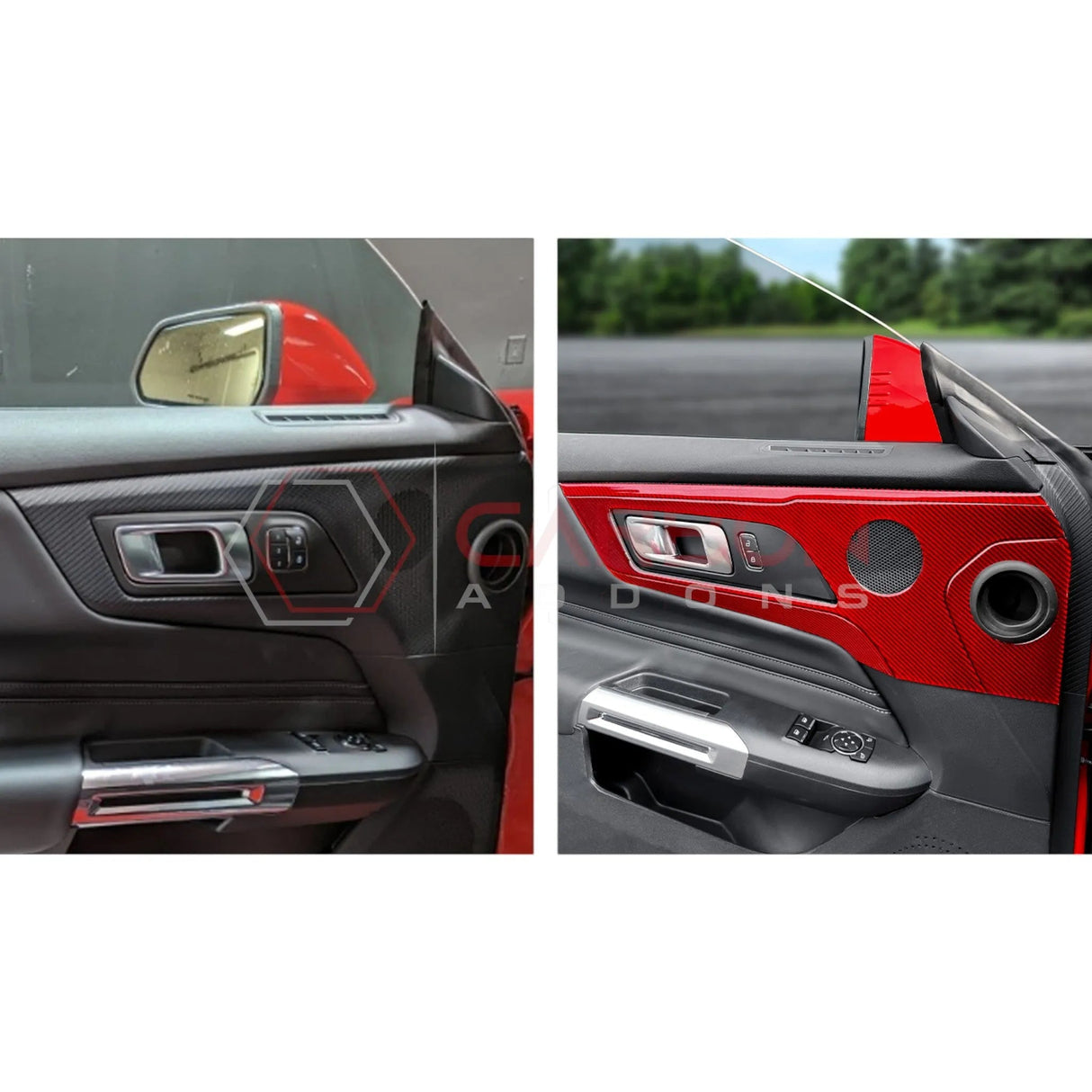 2024+ S650 Mustang Real Carbon Fiber Door Handle/Speaker Panel Trim Overlay