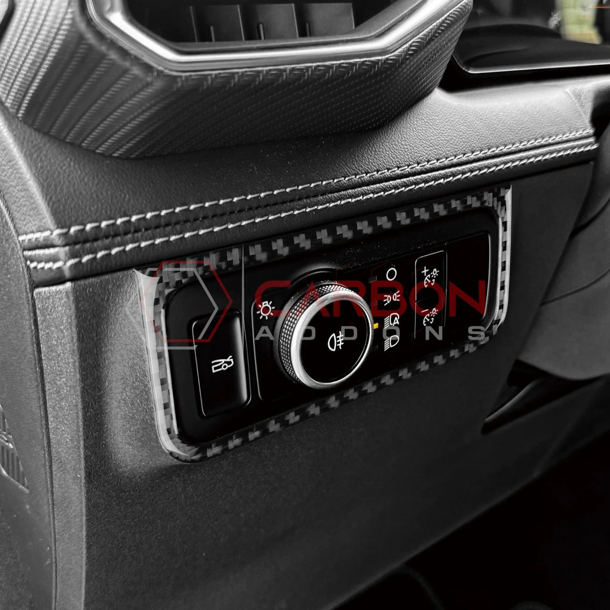 2024+ S650 Mustang Real Carbon Fiber Headlight Control Outer Trim Overlay