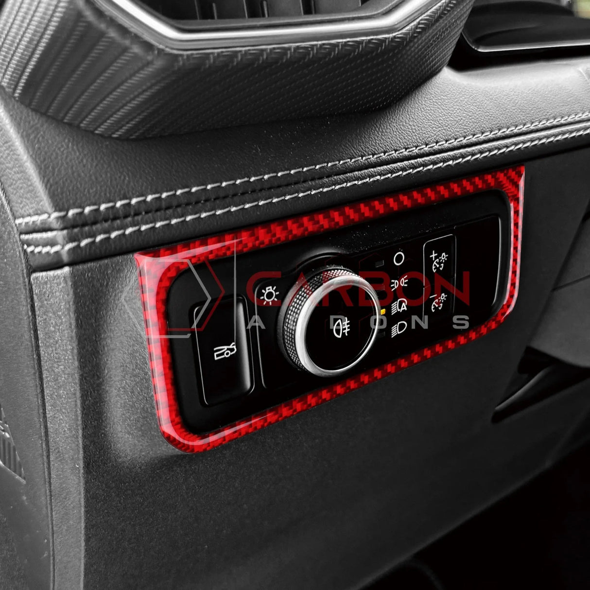 2024+ S650 Mustang Real Carbon Fiber Headlight Control Outer Trim Overlay