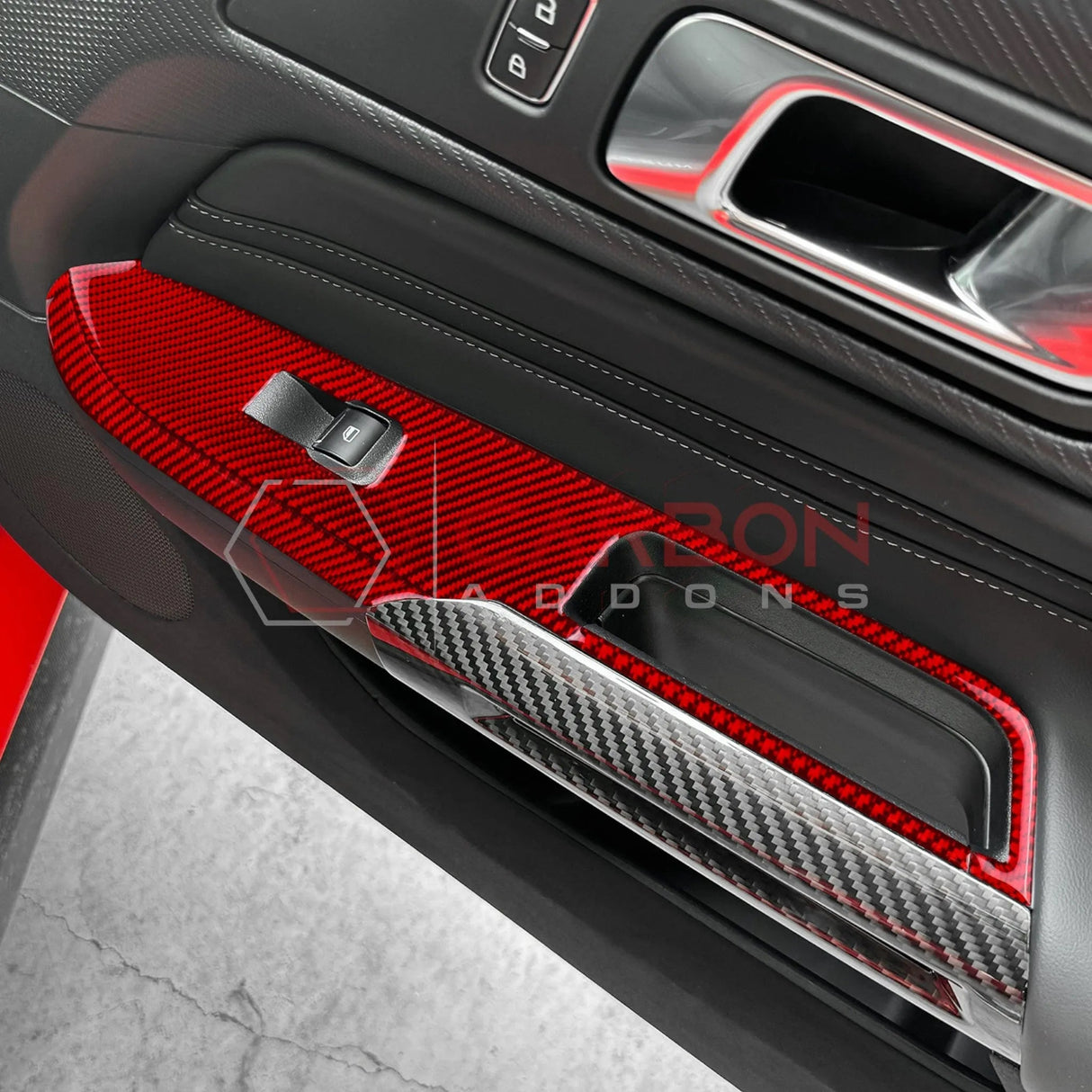 2024+ S650 Mustang Real Carbon Window switch Trim Overlay