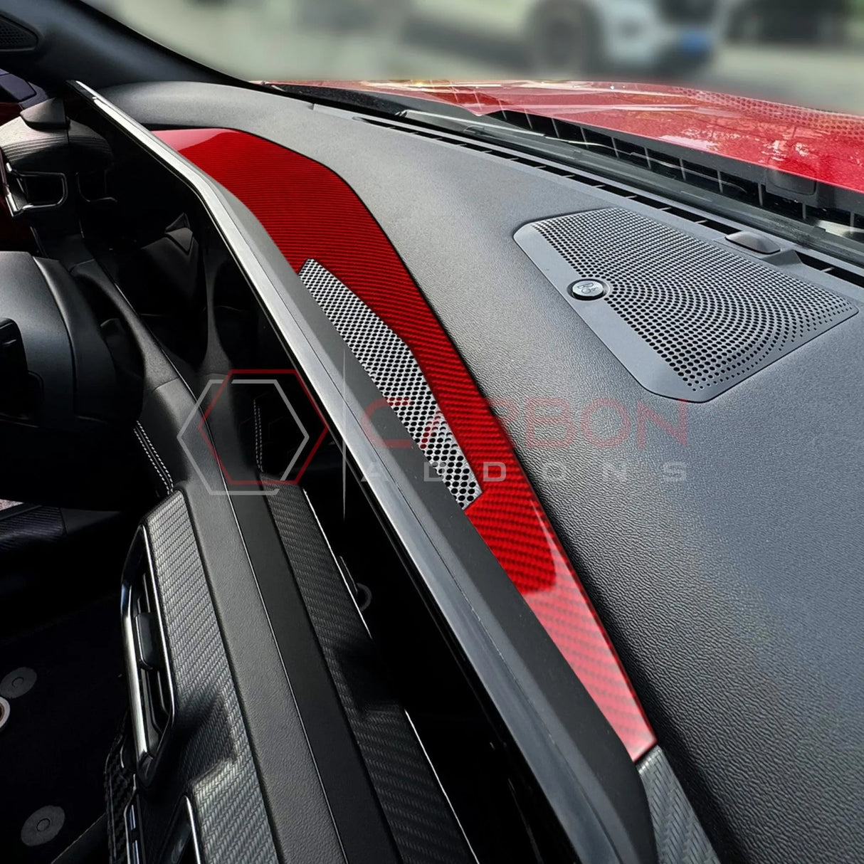 Real Carbon Fiber Dashboard Screen Surround Trim Overlay for 2024+ Ford Mustang