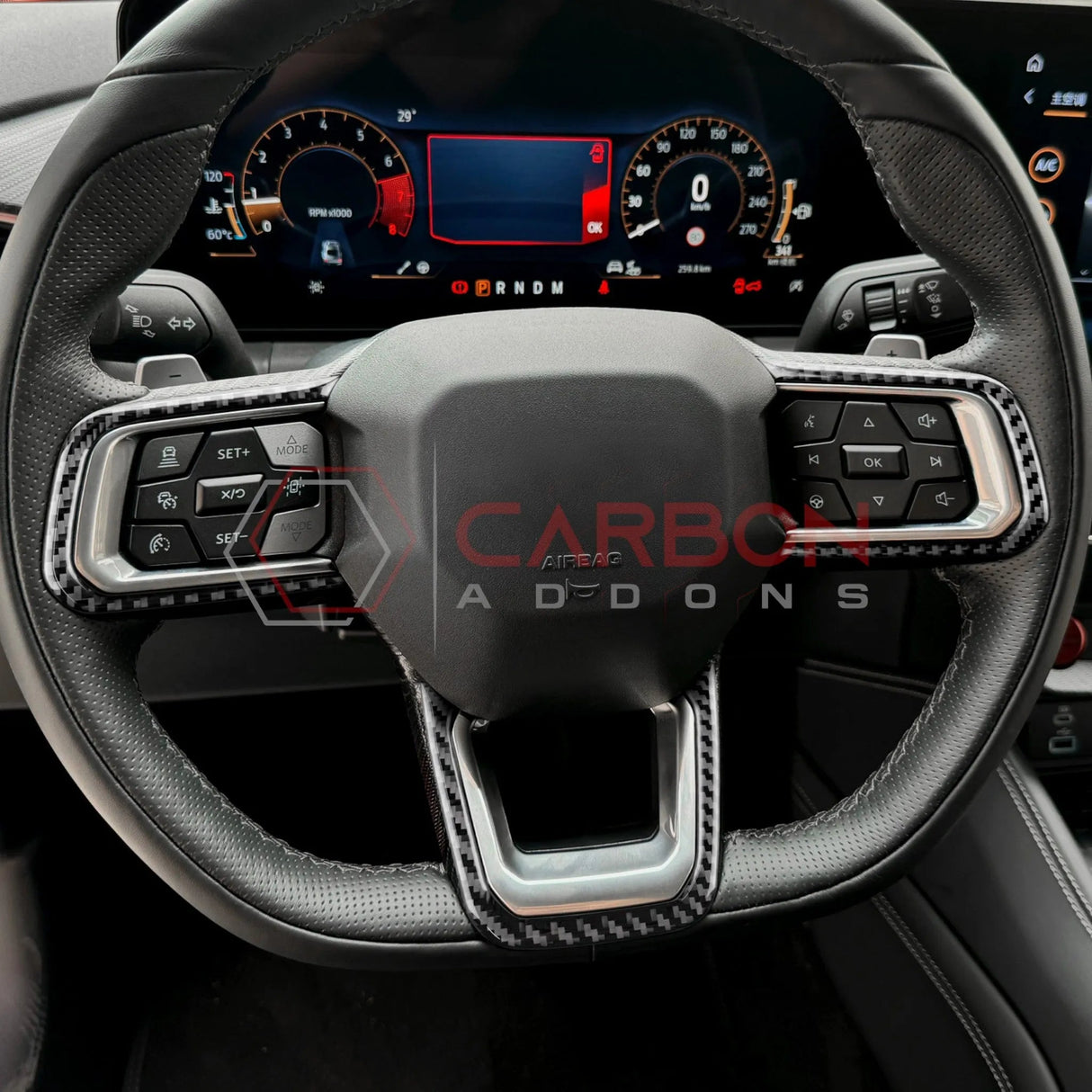 2024+ S650 Mustang Real Carbon Fiber Steering Wheel Trim Overlays