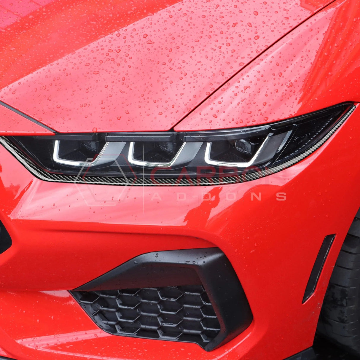 2024+ S650 Mustang Exterior Real Carbon Fiber Headlight Decorative Strip Overlay