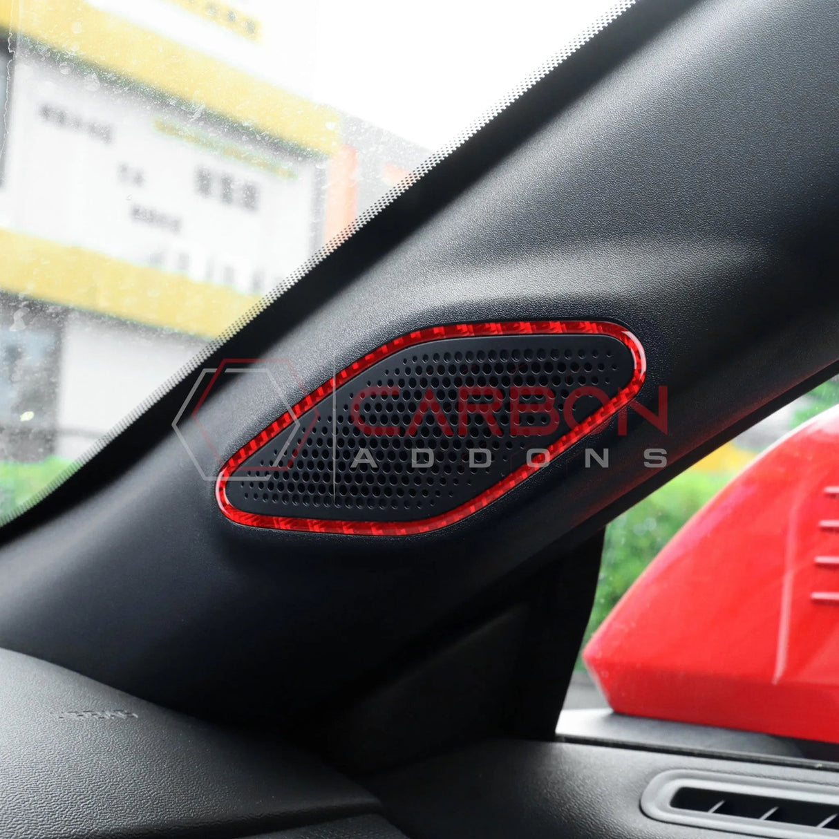 2024+ S650 Mustang Real Carbon Fiber A Pillar Speaker Trim Overlay