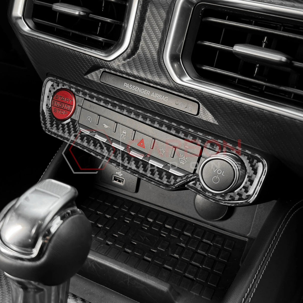2024+ S650 Mustang Real Carbon Fiber Start and Control Button Trim Overlay