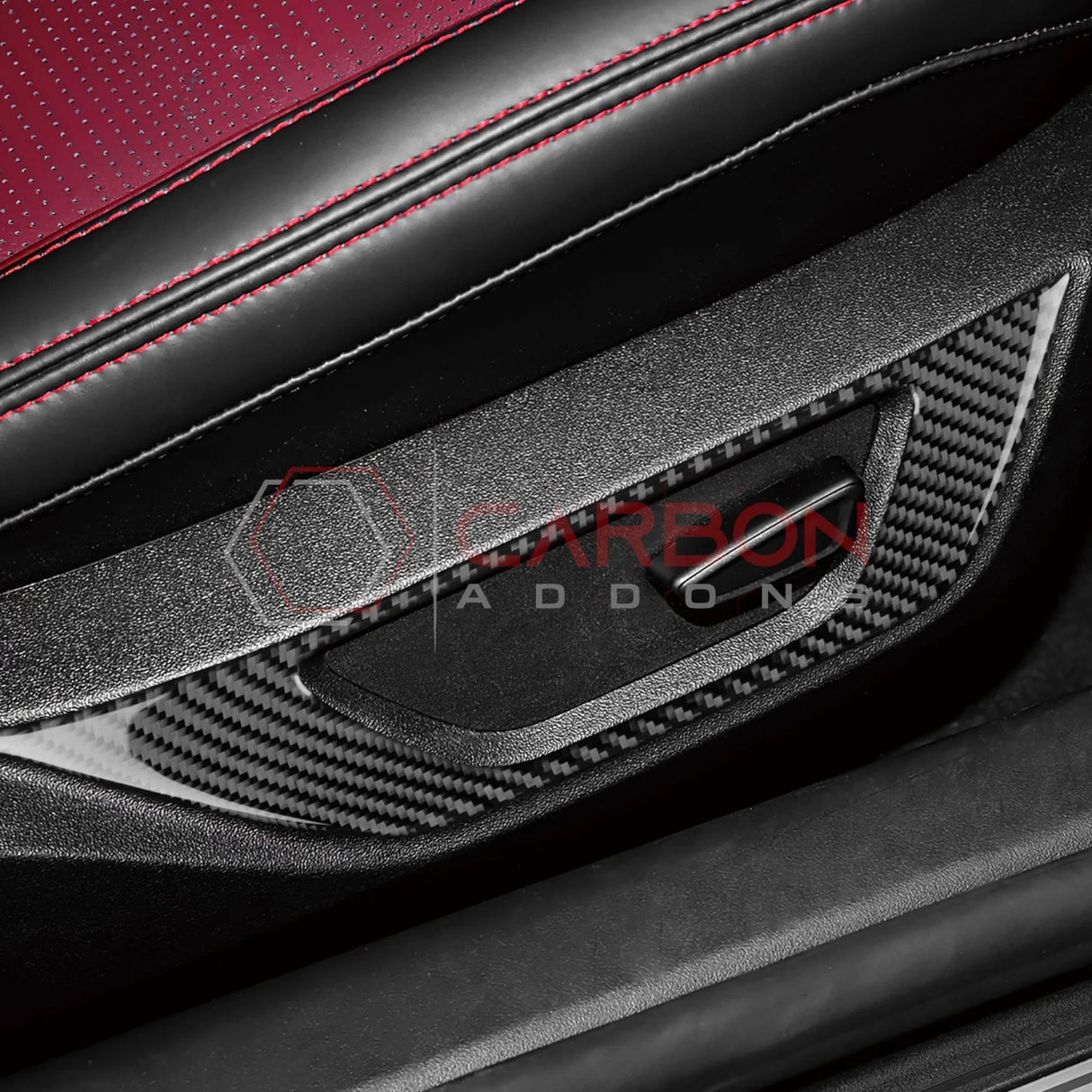 2024+ S650 Mustang Real Carbon Fiber Seat Control Outer Trim Overlay