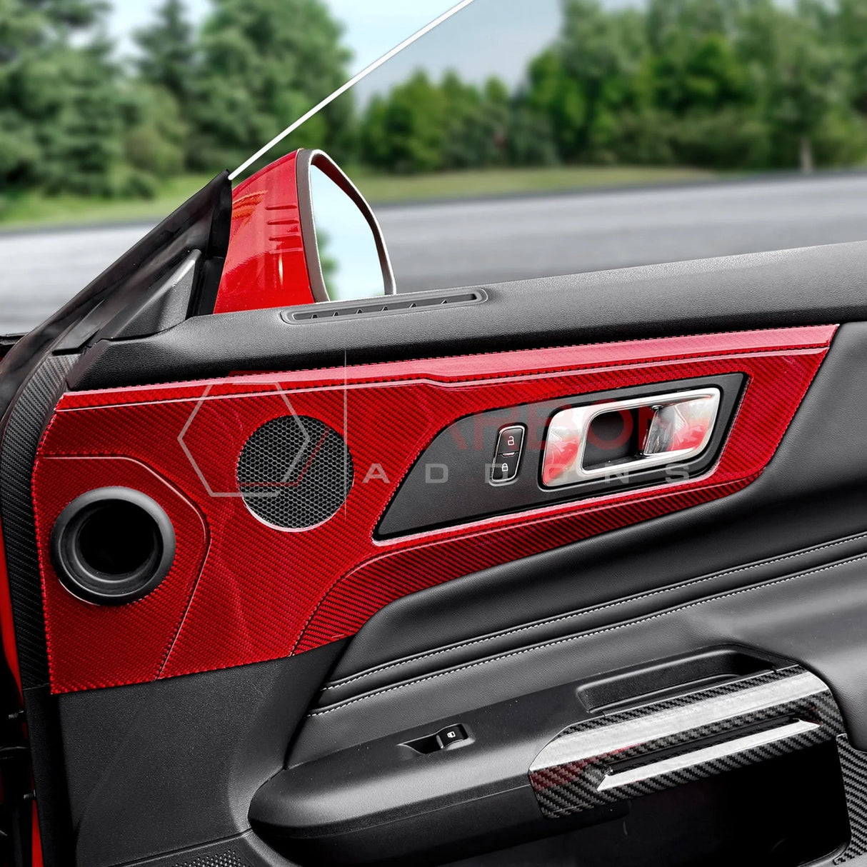 2024+ S650 Mustang Real Carbon Fiber Door Handle/Speaker Panel Trim Overlay