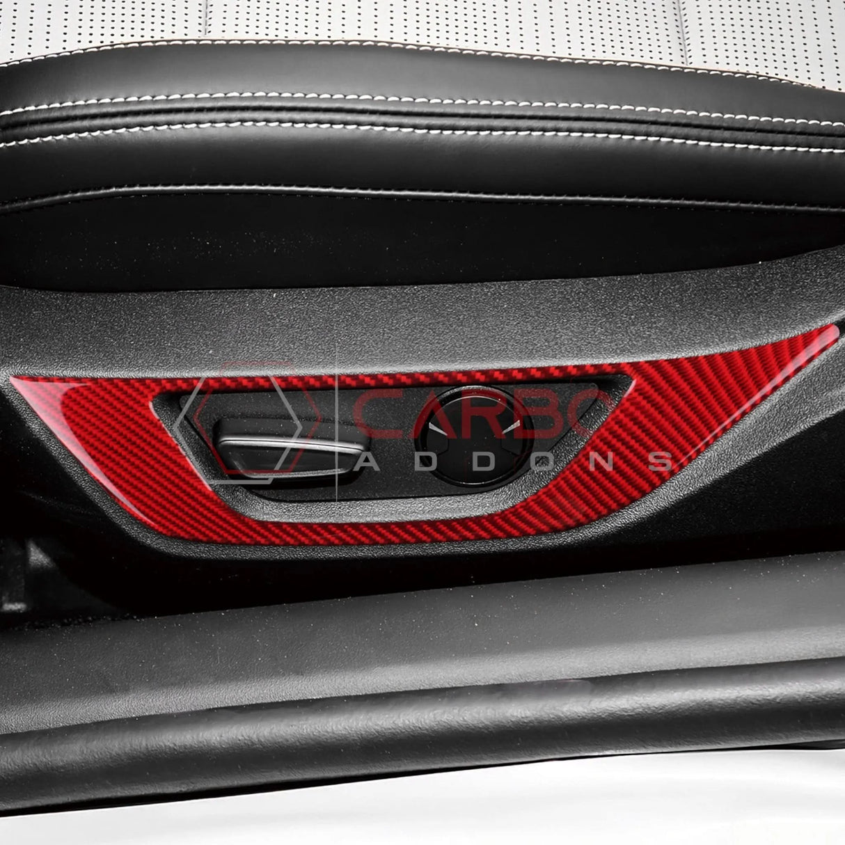 2024+ S650 Mustang Real Carbon Fiber Seat Control Outer Trim Overlay