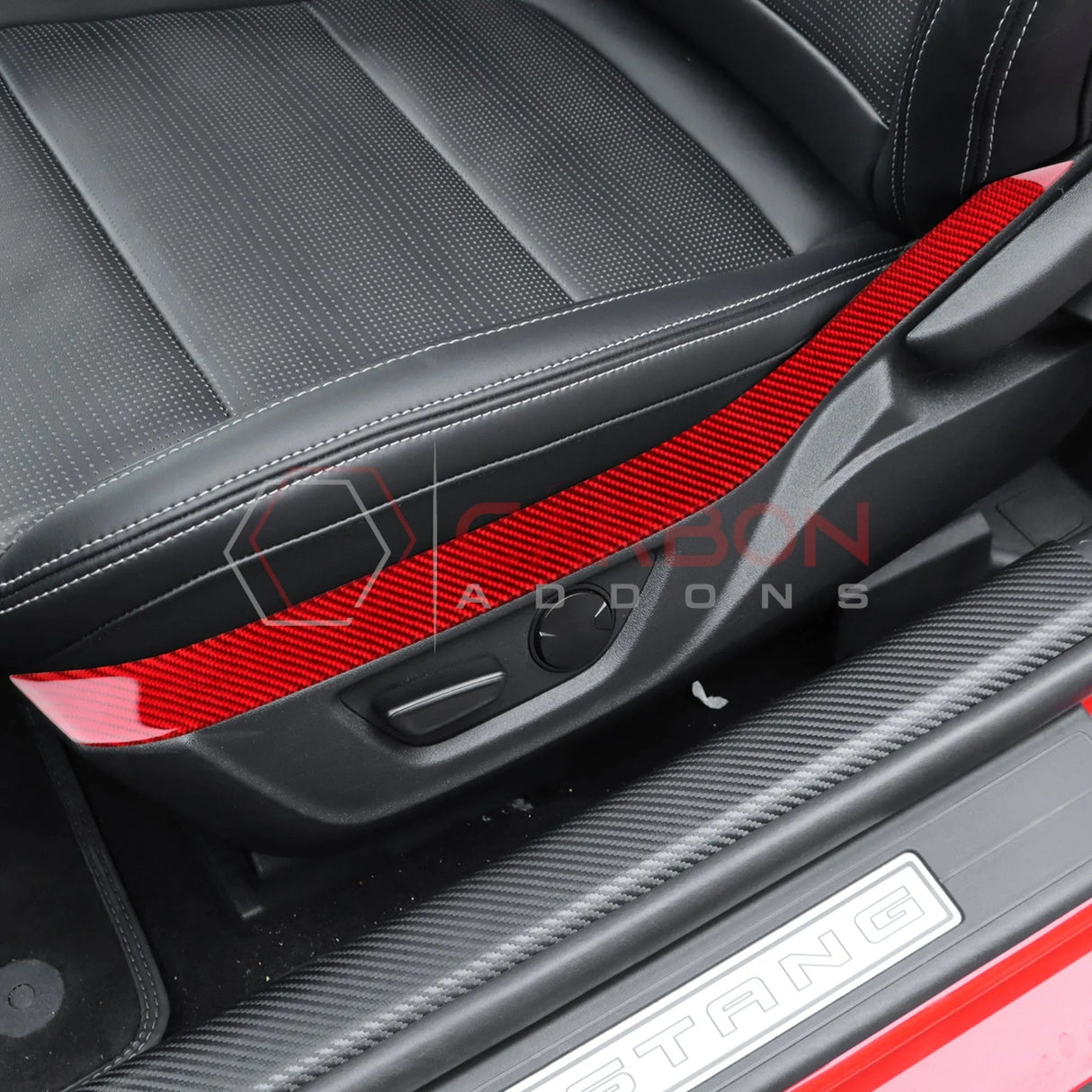 2024+ S650 Mustang Real Carbon Fiber Seat Control Upper Trim Overlay