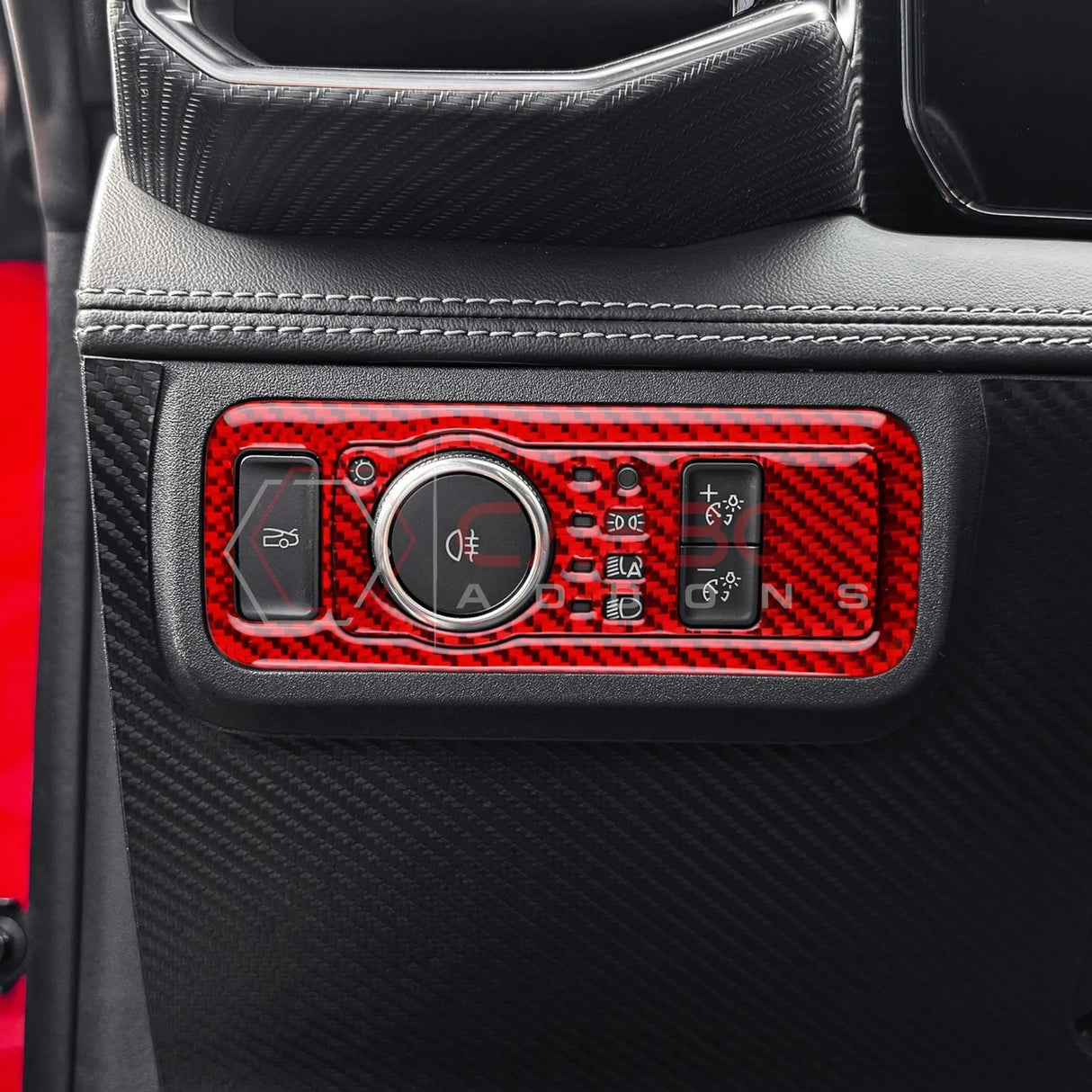 2024+ S650 Mustang Real Carbon Fiber Headlight Control Trim Overlay