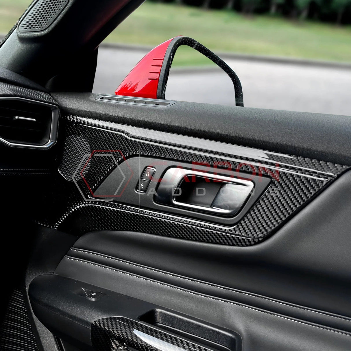 2024+ S650 Mustang Real Carbon Fiber Door Handle/Speaker Panel Trim Overlay