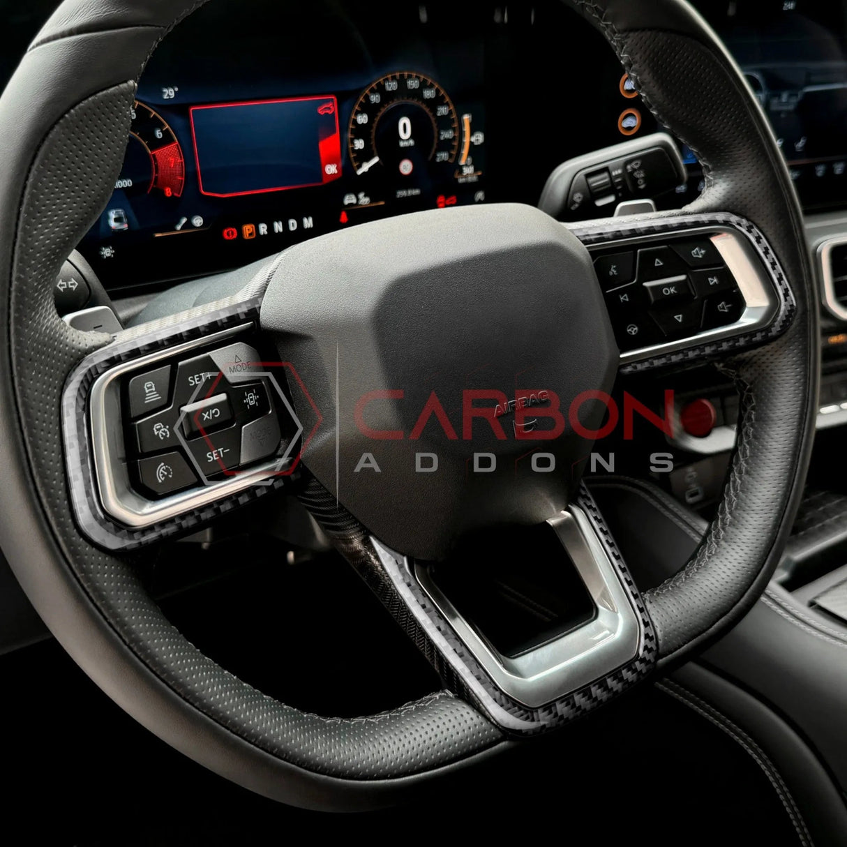 2024+ S650 Mustang Real Carbon Fiber Steering Wheel Trim Overlays