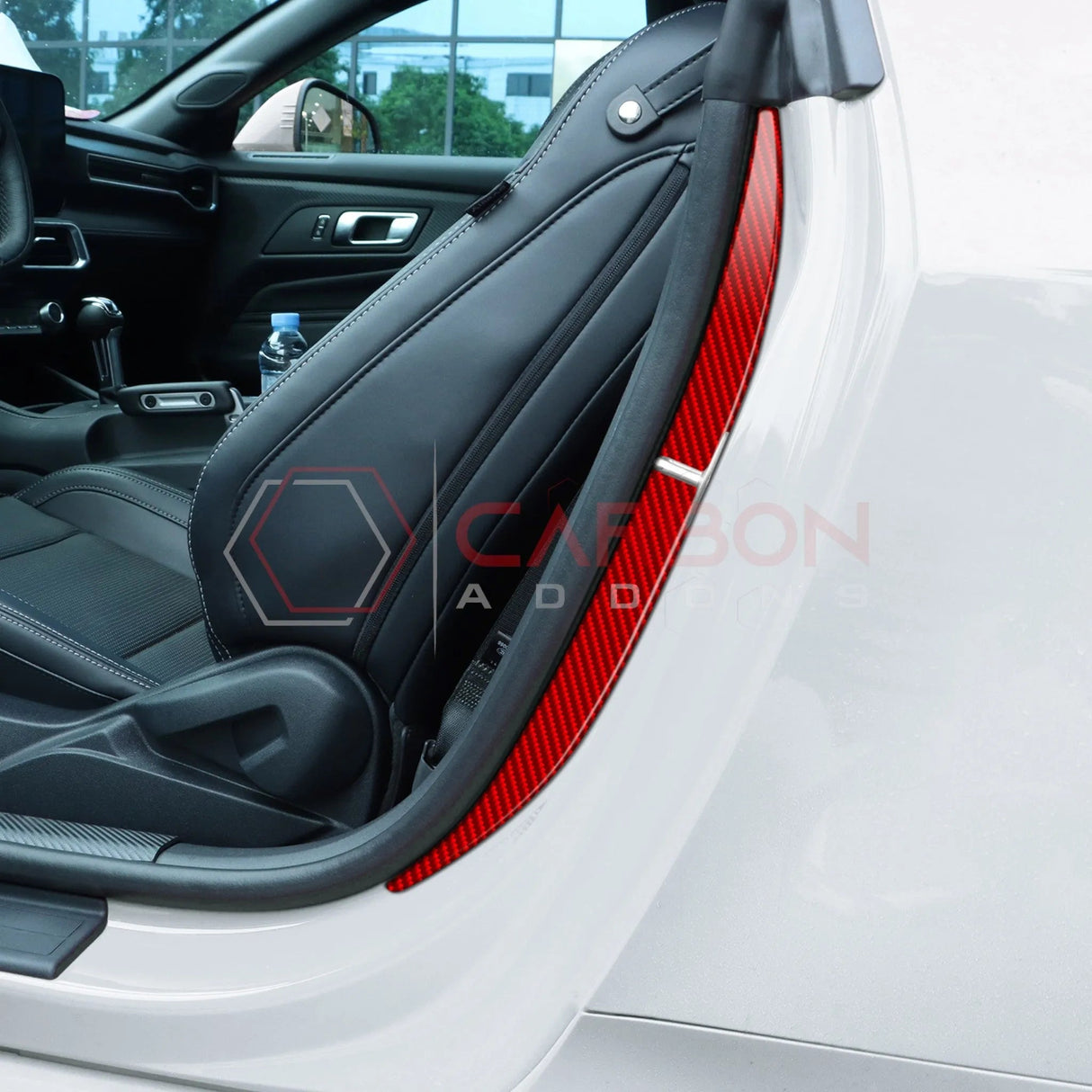 2024+ S650 Mustang Real Carbon Fiber Door Jam Trim Overlays