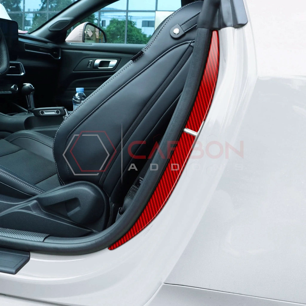 2024+ S650 Mustang Real Carbon Fiber Door Jam Trim Overlays