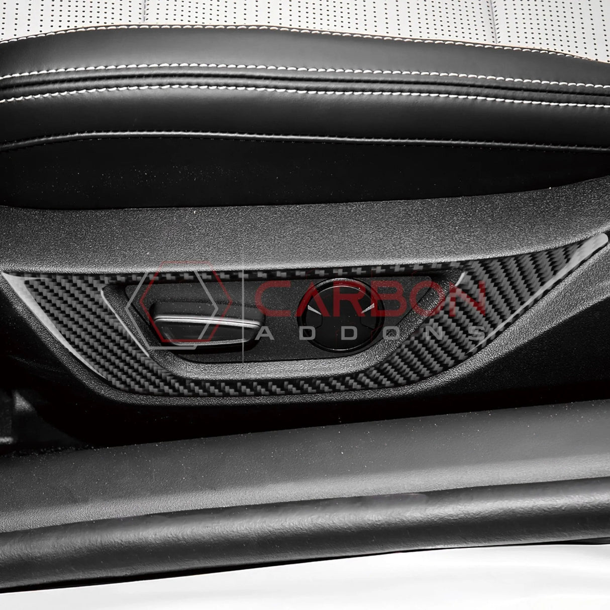 2024+ S650 Mustang Real Carbon Fiber Seat Control Outer Trim Overlay