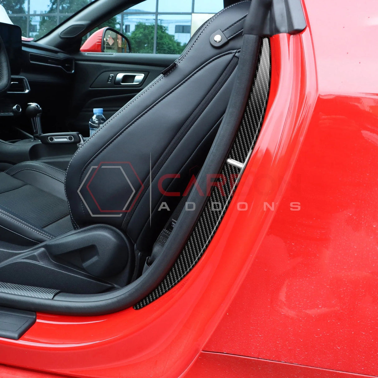 2024+ S650 Mustang Real Carbon Fiber Door Jam Trim Overlays
