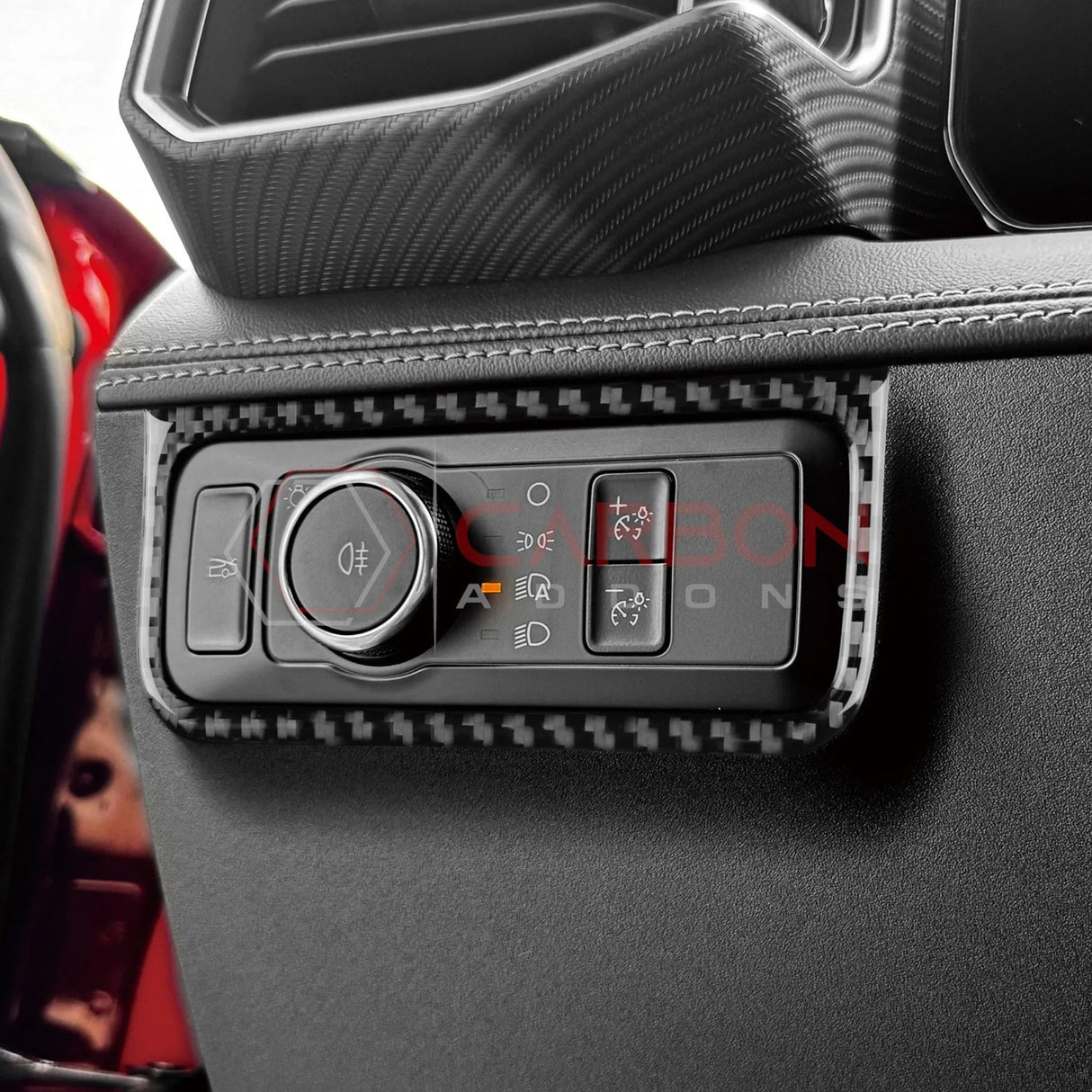 2024+ S650 Mustang Real Carbon Fiber Headlight Control Outer Trim Overlay