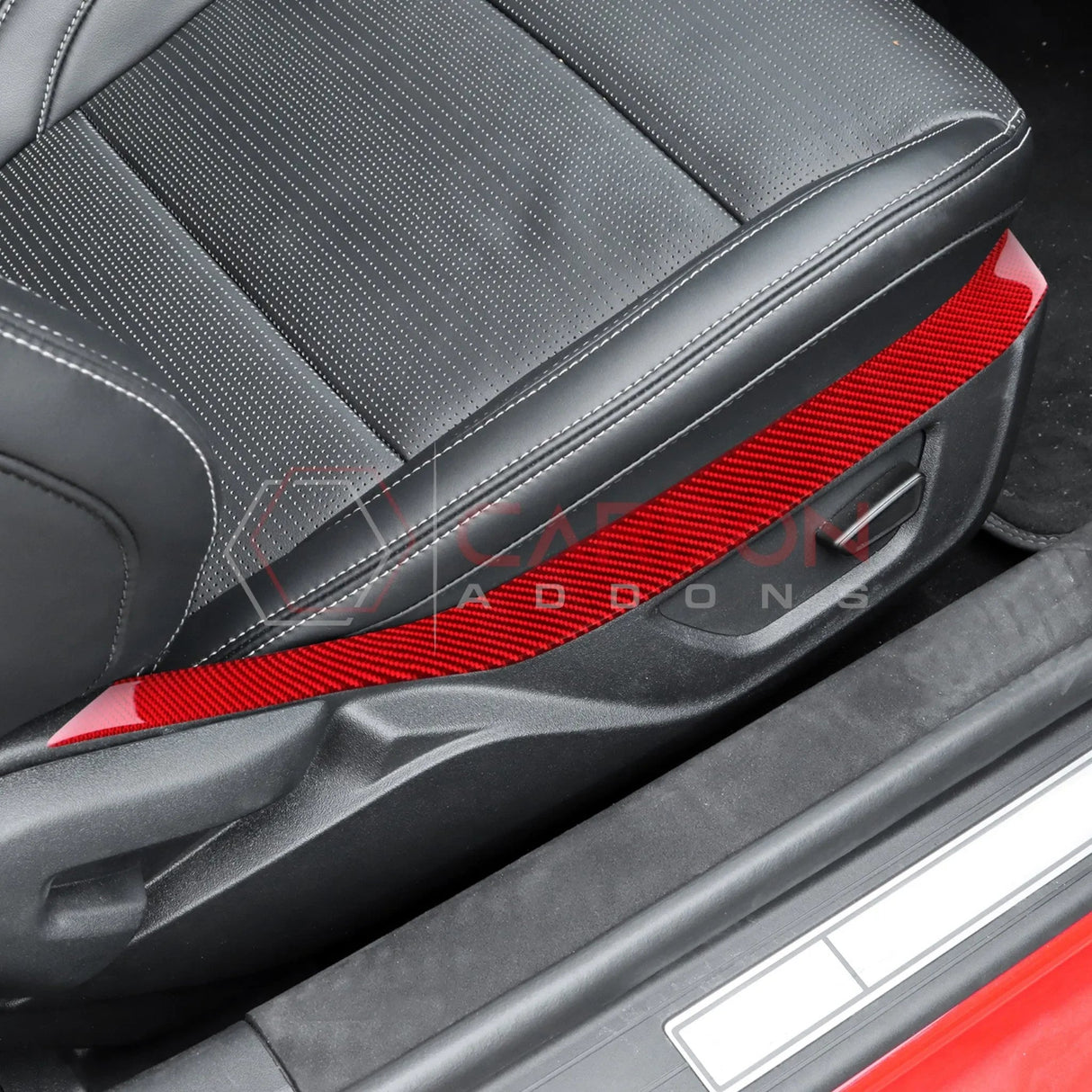 Real Carbon Fiber Seat Control Upper Trim Overlay for 2024+ Ford Mustang