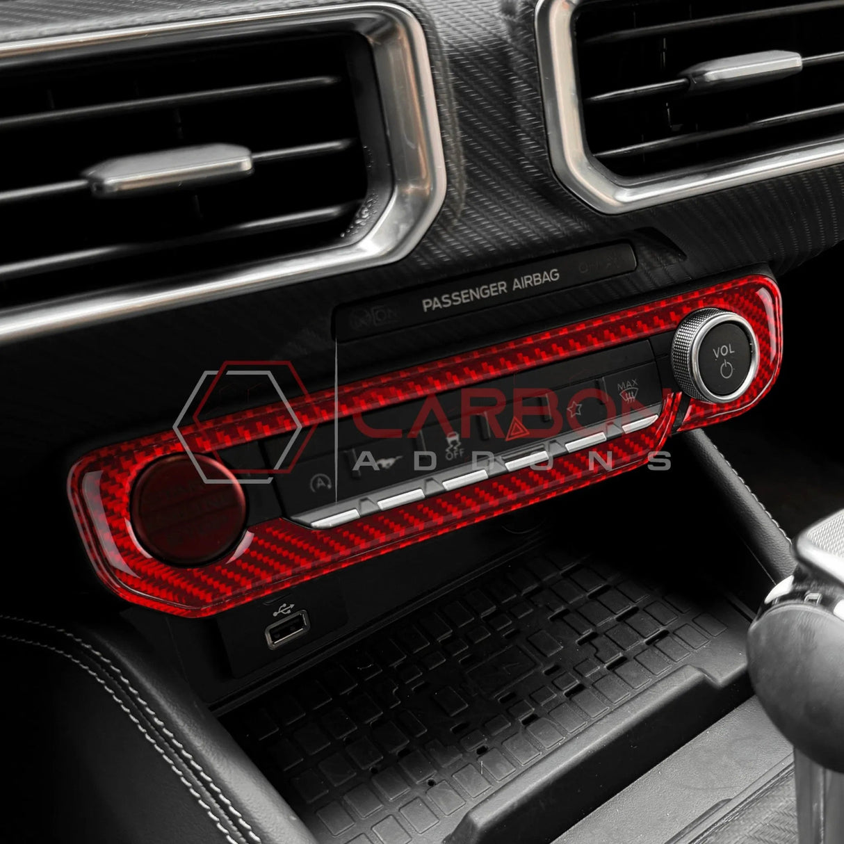 2024+ S650 Mustang Real Carbon Fiber Start and Control Button Trim Overlay