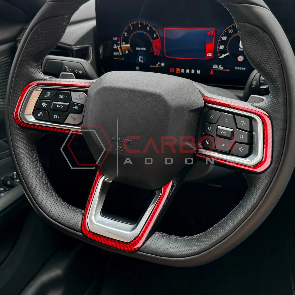 2024+ S650 Mustang Real Carbon Fiber Steering Wheel Trim Overlays