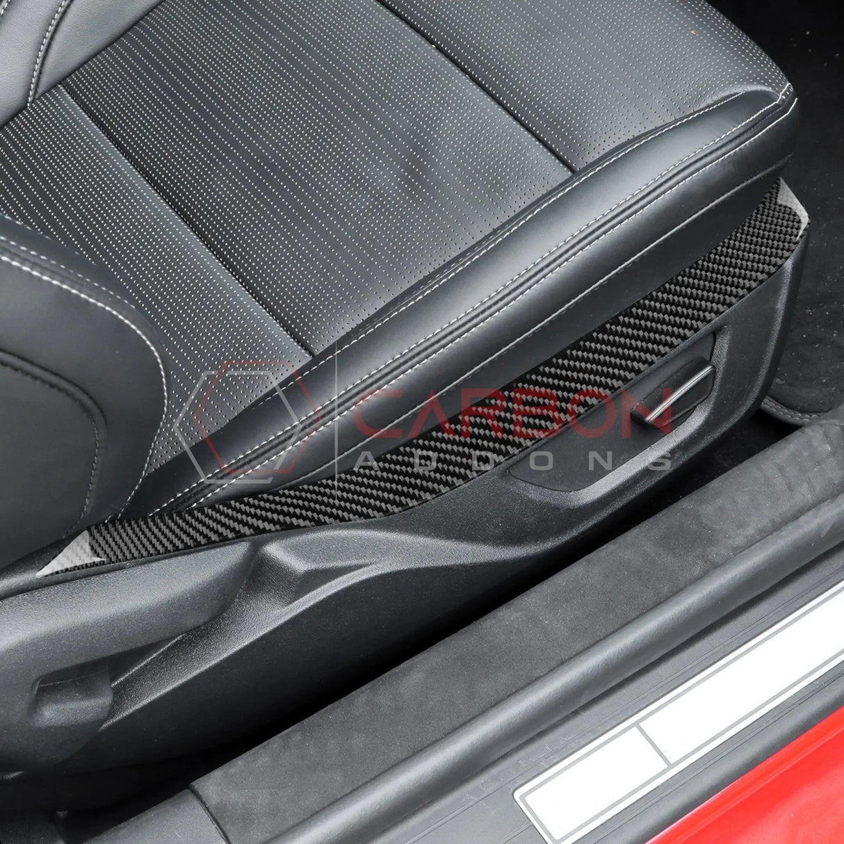 Real Carbon Fiber Seat Control Upper Trim Overlay for 2024+ Ford Mustang