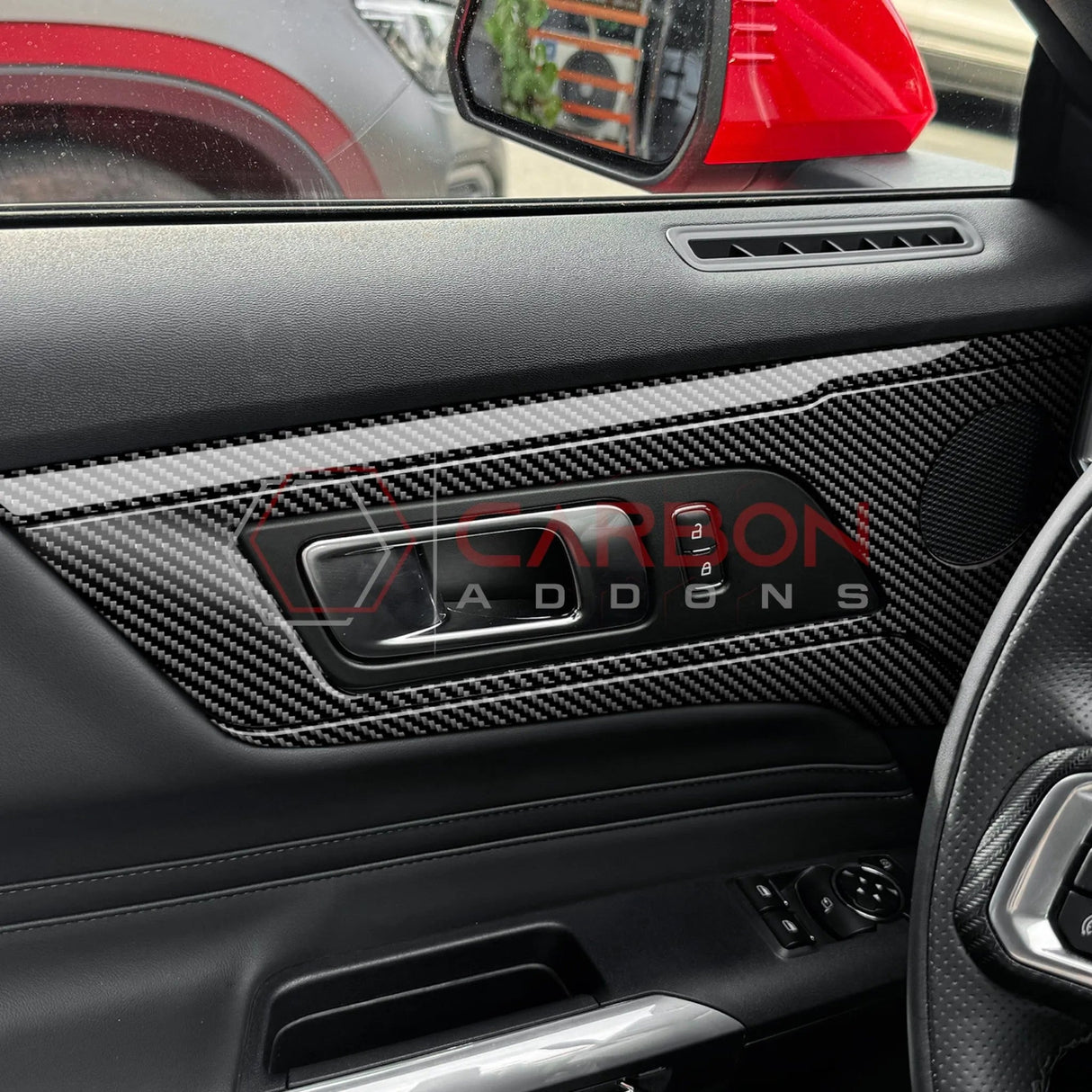 2024+ S650 Mustang Real Carbon Fiber Door Handle/Speaker Panel Trim Overlay