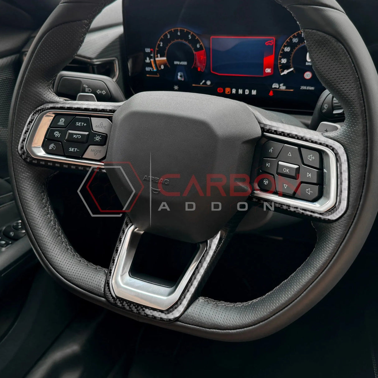 2024+ S650 Mustang Real Carbon Fiber Steering Wheel Trim Overlays