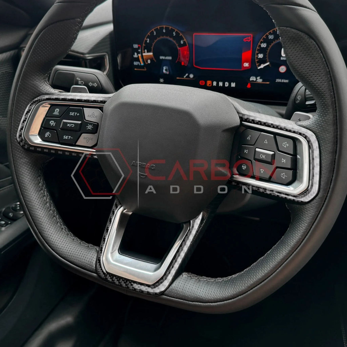 2024+ S650 Mustang Real Carbon Fiber Steering Wheel Trim Overlays