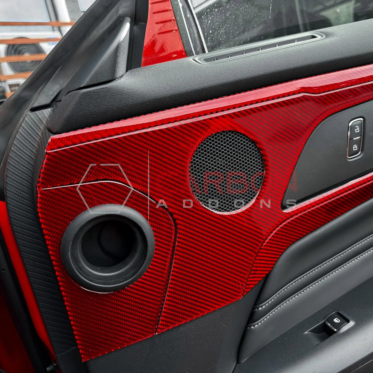 2024+ S650 Mustang Real Carbon Fiber Door Handle/Speaker Panel Trim Overlay