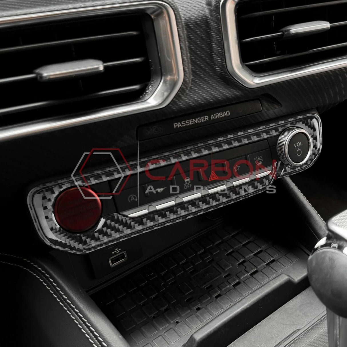 2024+ S650 Mustang Real Carbon Fiber Start and Control Button Trim Overlay