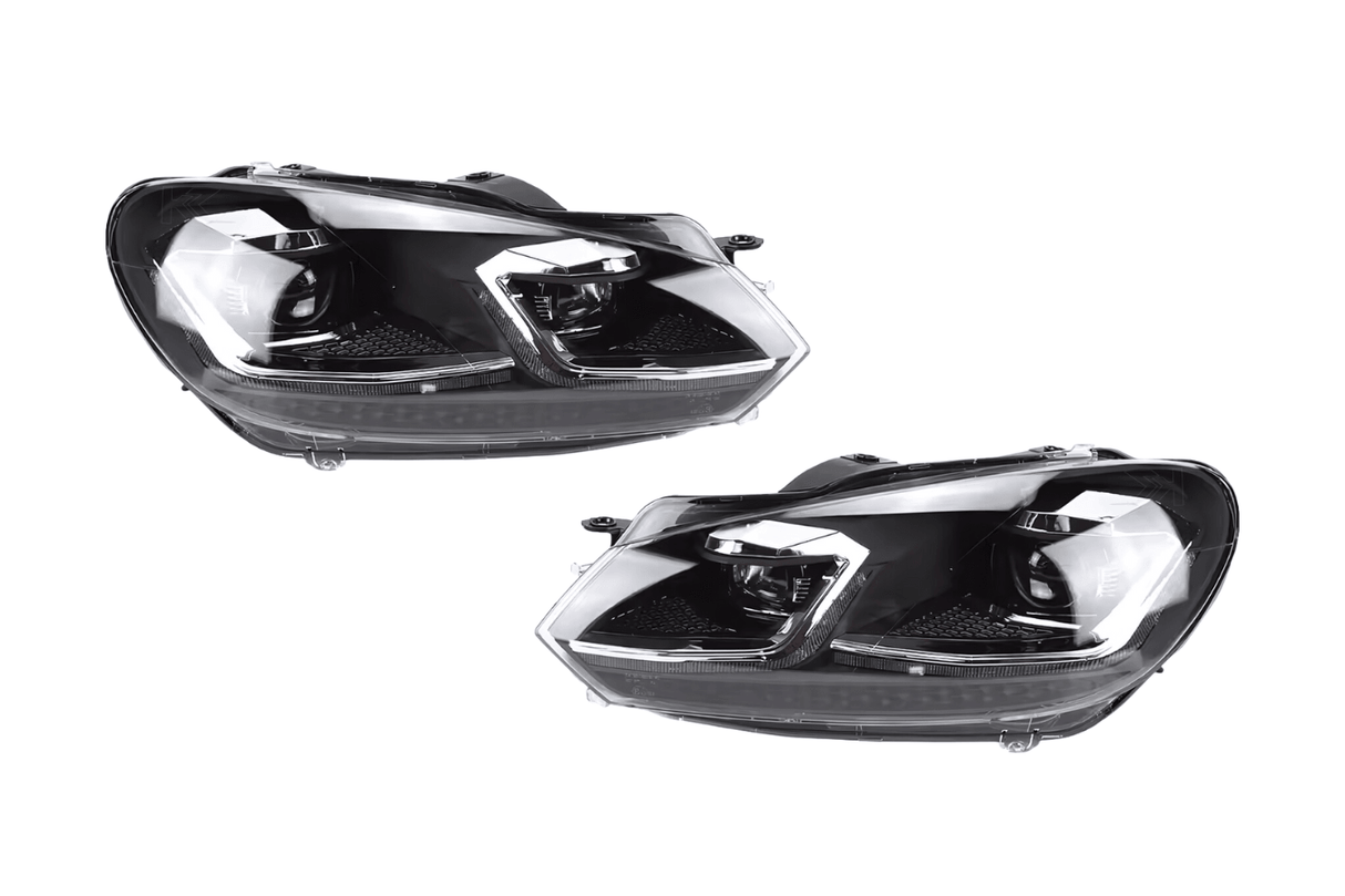 Volkswagen Golf MK6 Red, Silver, and Black Projector with Dynamic Signal LED Headlights (2009 - 2013) - K2 Industries